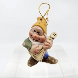 Schmid Walt Disney Snow White  Dwarf Happy Playing Guitar Music Ornament Figure